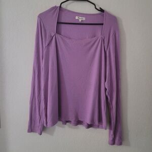 Madewell Purple Thin Angled Neckline Knit Top Size 3X